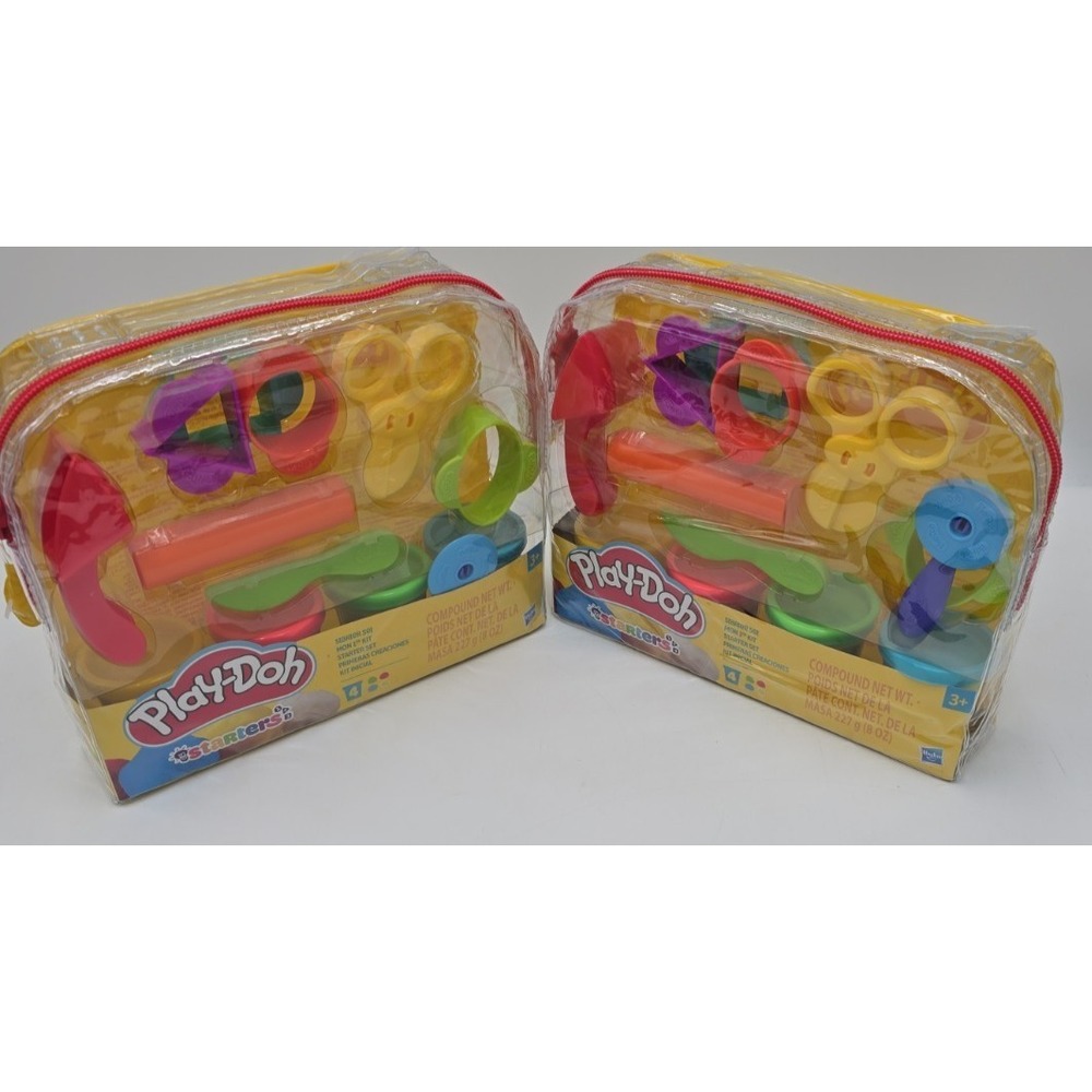 Play-Doh Starter Set 9 Pc Kit w/ Storage Case 4 Cans NEW Sealed Kids 2 PACK